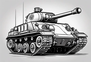 Cartoon tank with detailed treads/tracks tattoo idea