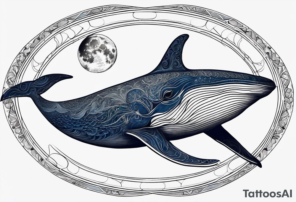 Blue whale and the moon tattoo idea