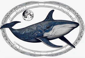 Blue whale and the moon tattoo idea
