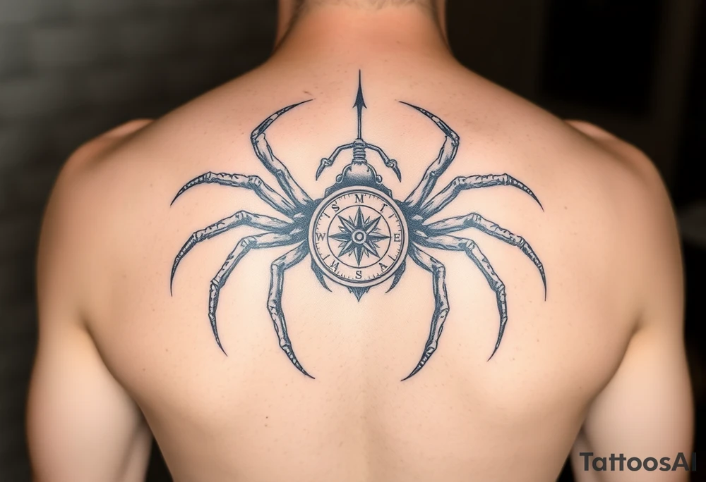 Spider carrying a compass tattoo idea