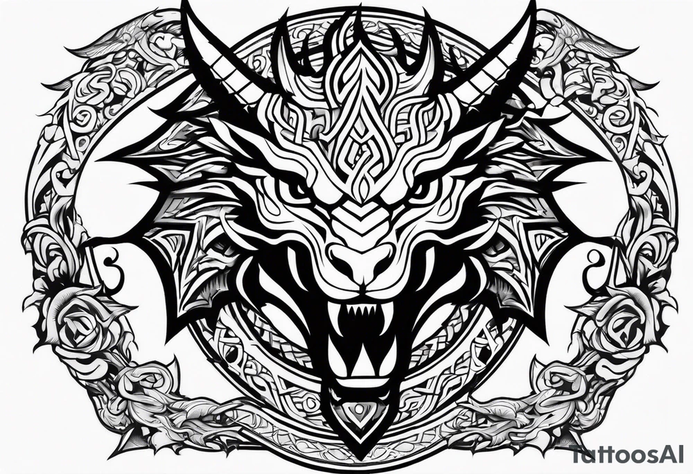 Valhalla sword shield dragon head tattoo idea