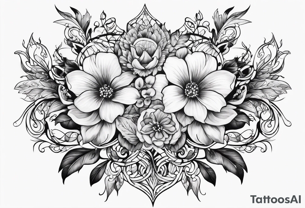 ornate floral sternum tattoo tattoo idea