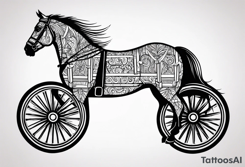 Horse drawn using simple lines tattoo idea