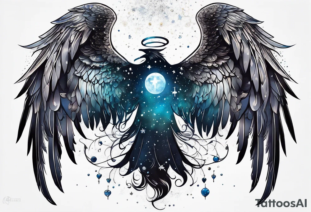 Constellation, Angel wing , animal  snow , cross tattoo idea