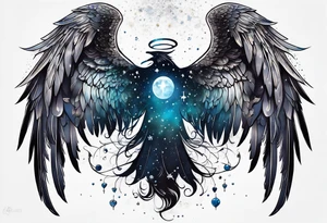 Constellation, Angel wing , animal  snow , cross tattoo idea
