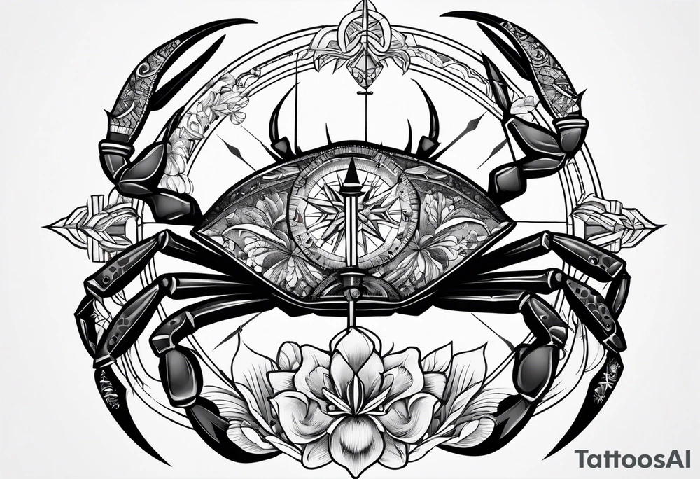 Crab Compass Arrow tattoo idea