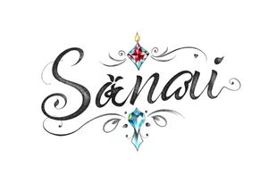 Sanai name tattoo with ♑️, and December birth stone tattoo idea