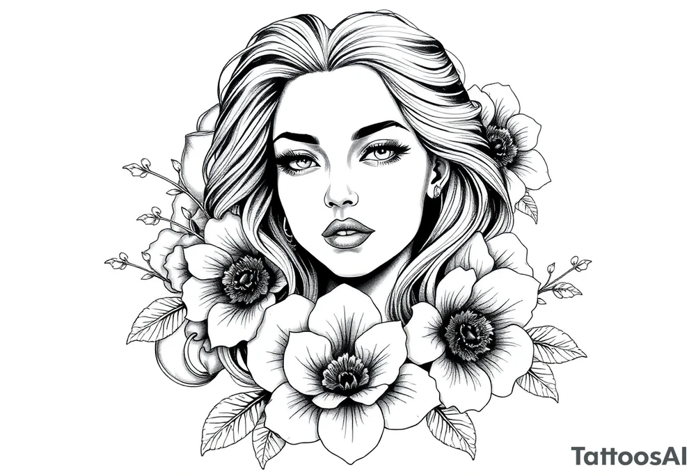 Strong, queen, warrior, survivor, flowers tattoo idea