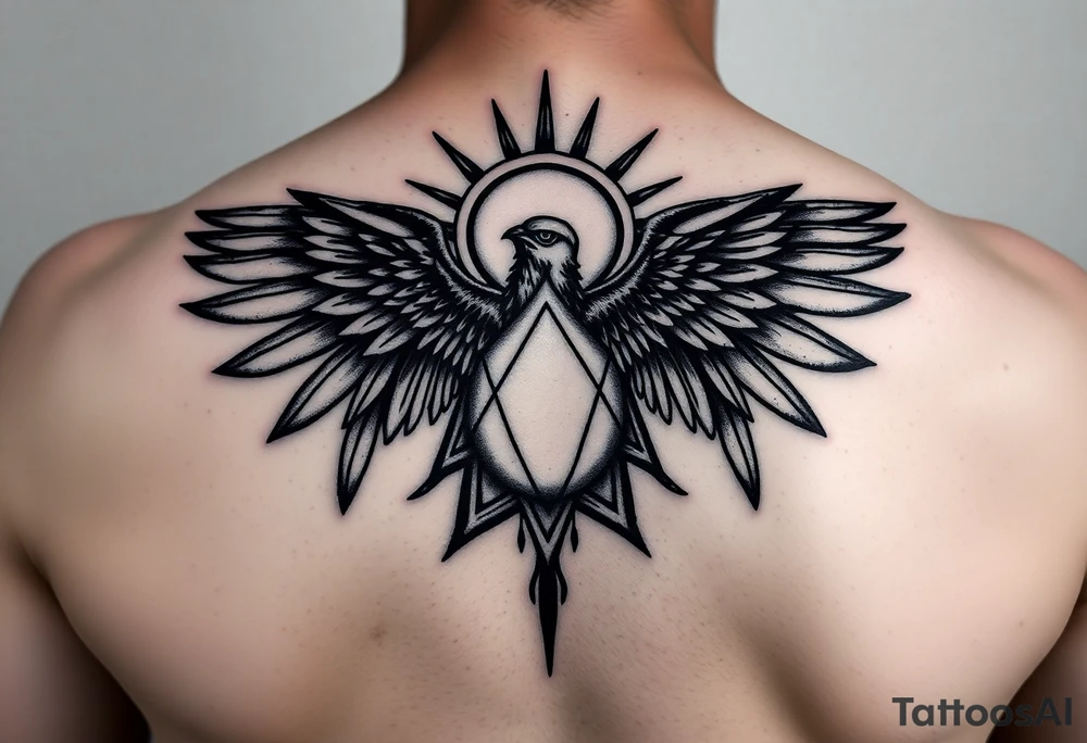 Assimetrical geometric design.hermann hesse demian. Abraxas bird, egg, sun tattoo idea