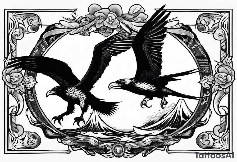 Frigate bird and osprey fighting tattoo idea