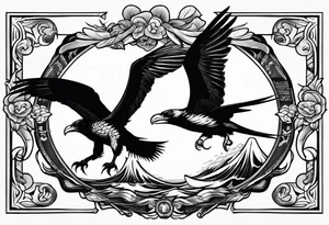 Frigate bird and osprey fighting tattoo idea