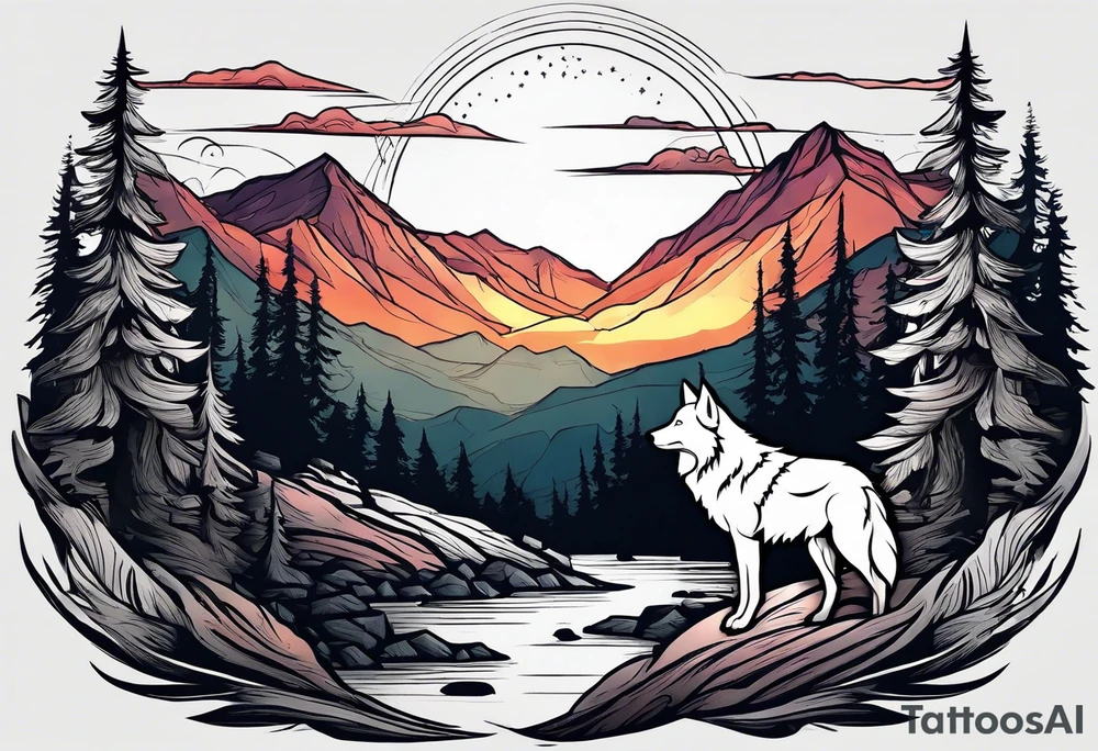 Mountains
Wolf
Forest
Sunset tattoo idea