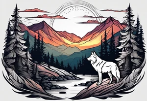 Mountains
Wolf
Forest
Sunset tattoo idea
