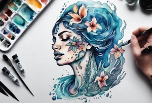 a woman made of the ocean tattoo idea