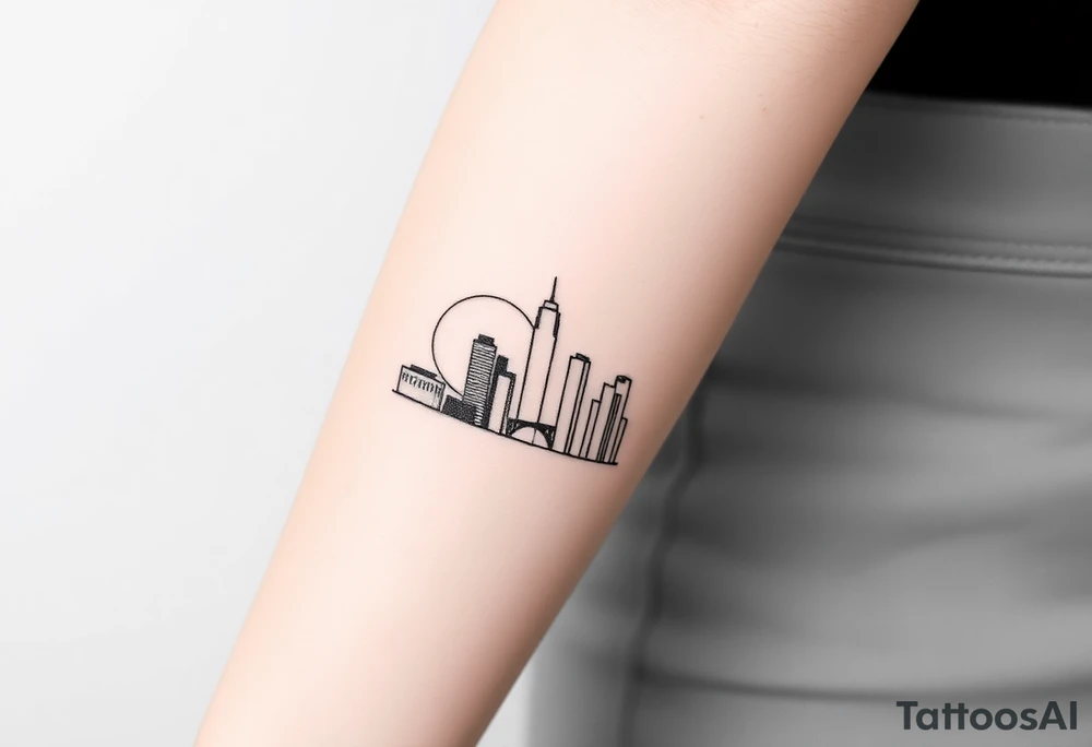 abstract, line drawing of the downtown phoenix arizona skyline tattoo idea