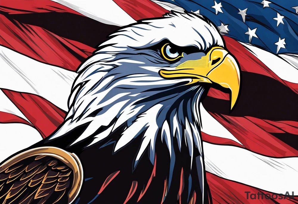 Patriot Eaglehead flag banner tattoo idea
