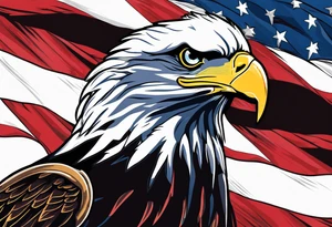 Patriot Eaglehead flag banner tattoo idea