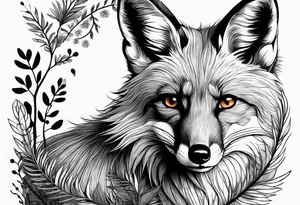 A playful fox with a bushy tail, set in a lush forest, illustrating cleverness and adaptability.” tattoo idea