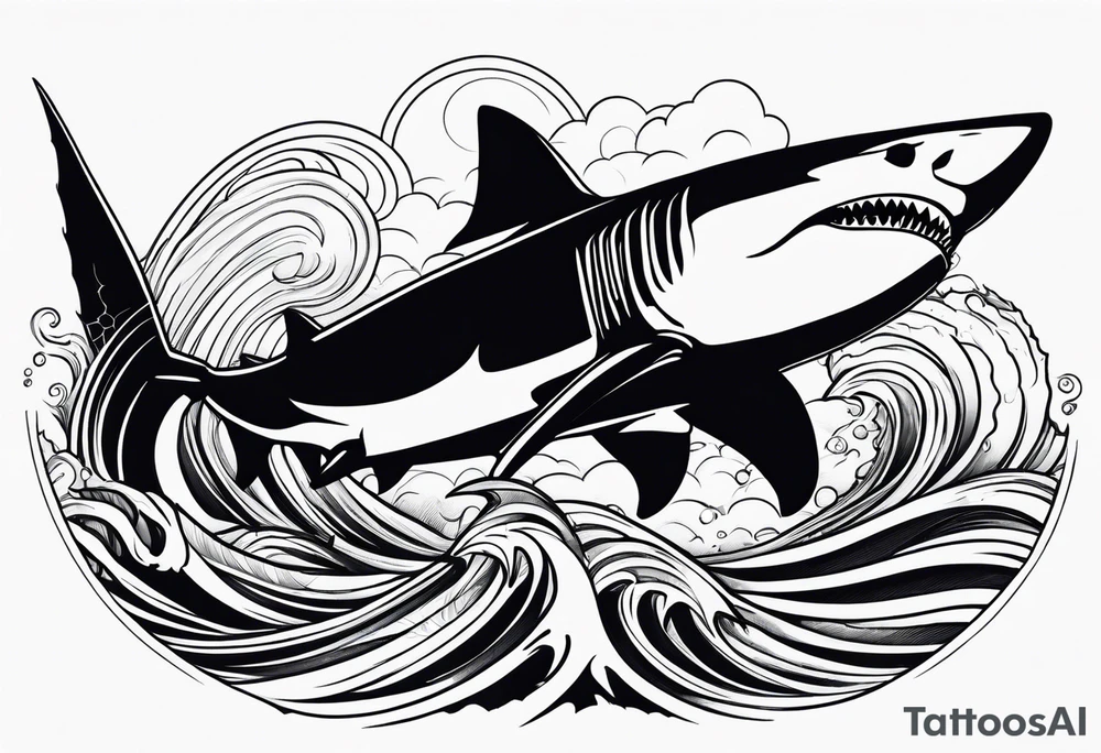 torrential ocean sharks tattoo idea