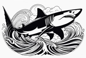 torrential ocean sharks tattoo idea