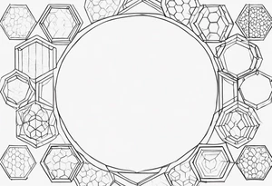 Draw a circular ring of twelve small hexagons tattoo idea