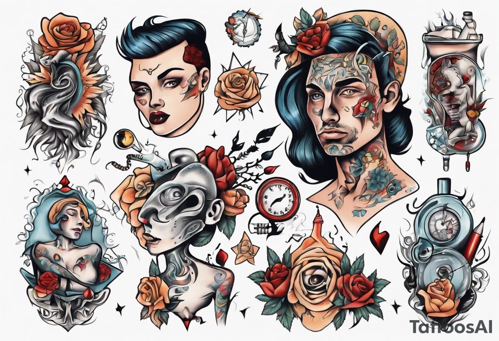 man getting tattooed by a woman tattoo idea