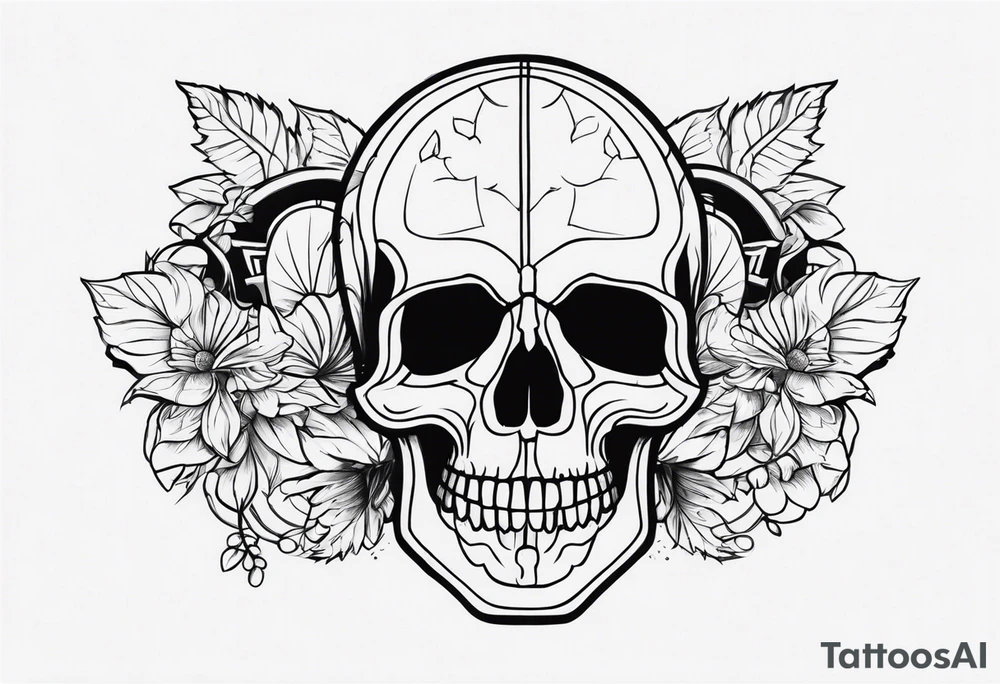 black and white skeleton tattoo idea