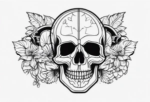 black and white skeleton tattoo idea