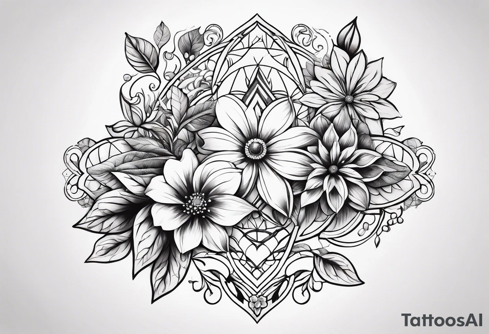 ornaments of flowers tattoo idea