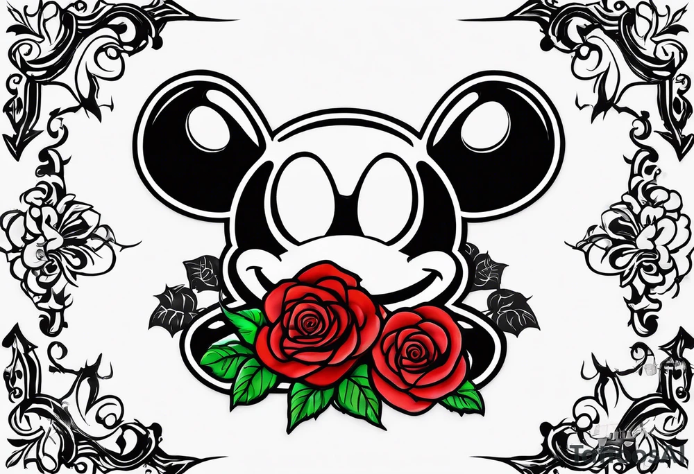 Deadmau5 logo with roses around it tattoo idea