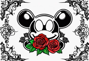 Deadmau5 logo with roses around it tattoo idea