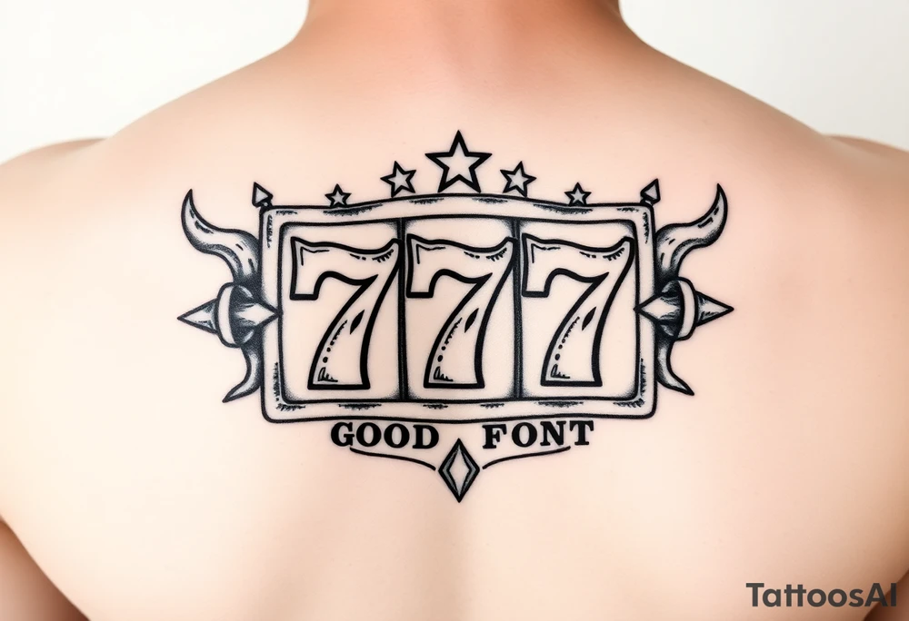 Western jackpot 777 slot with good font tattoo idea