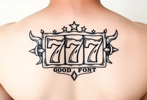 Western jackpot 777 slot with good font tattoo idea