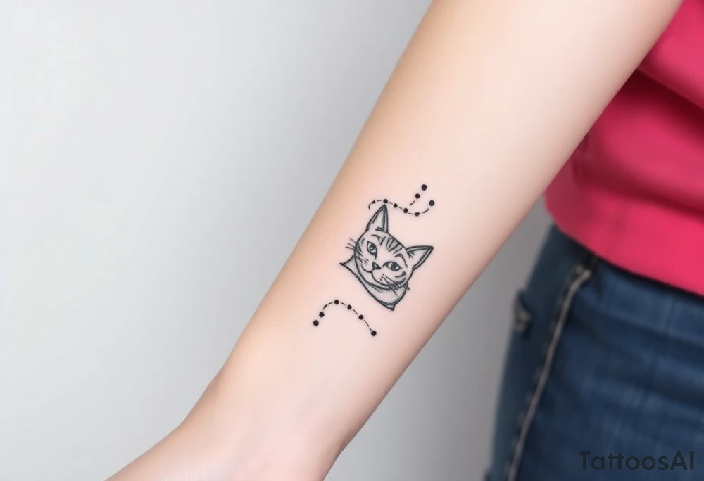 Minimalist Artemis symbolism including cat and mugwort tattoo idea