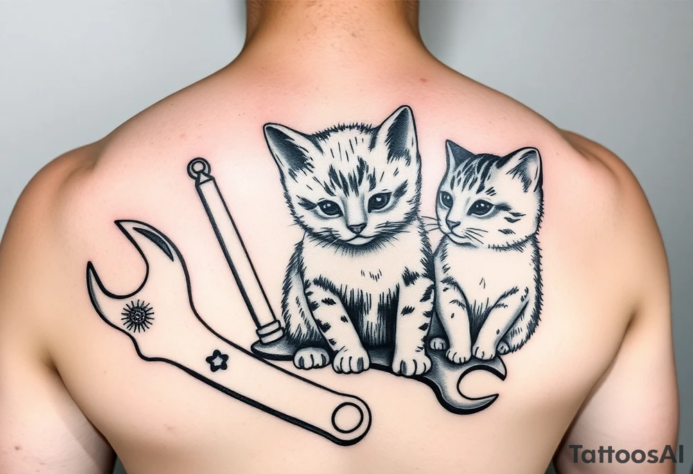 A cold bud light a flip flop a wrench and a kitten all in one memorial tattoo tattoo idea