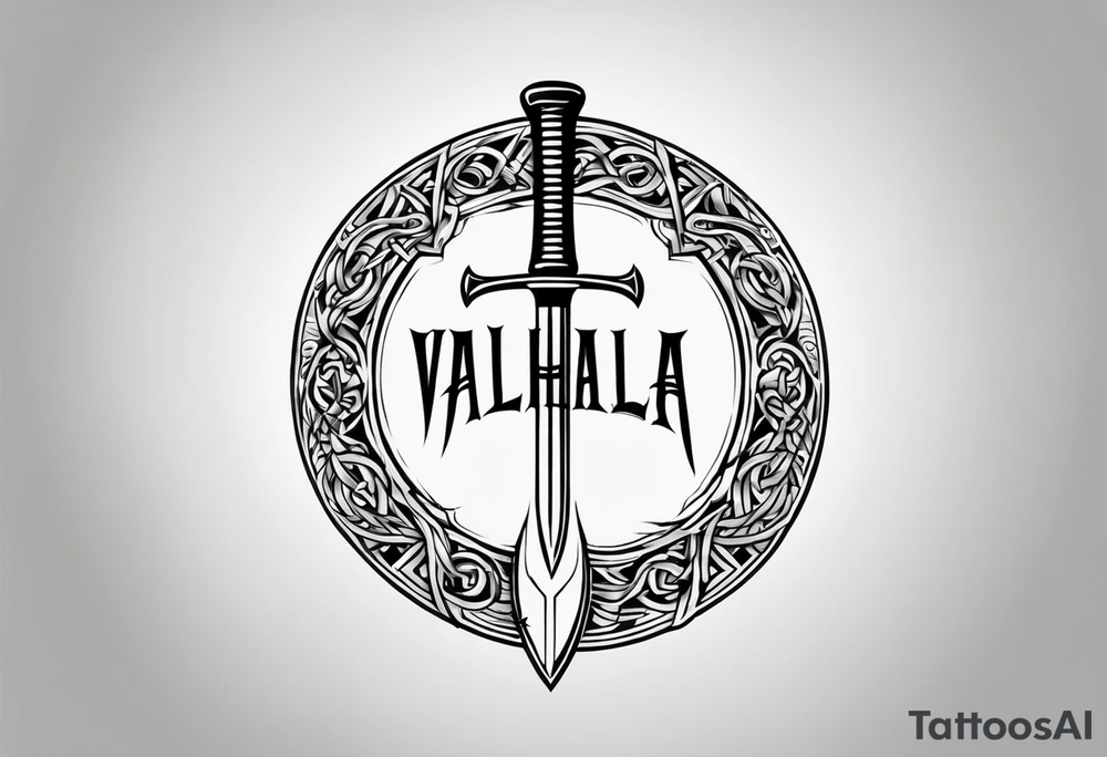 Valhalla viking shield hatchet sword tattoo idea