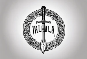 Valhalla viking shield hatchet sword tattoo idea