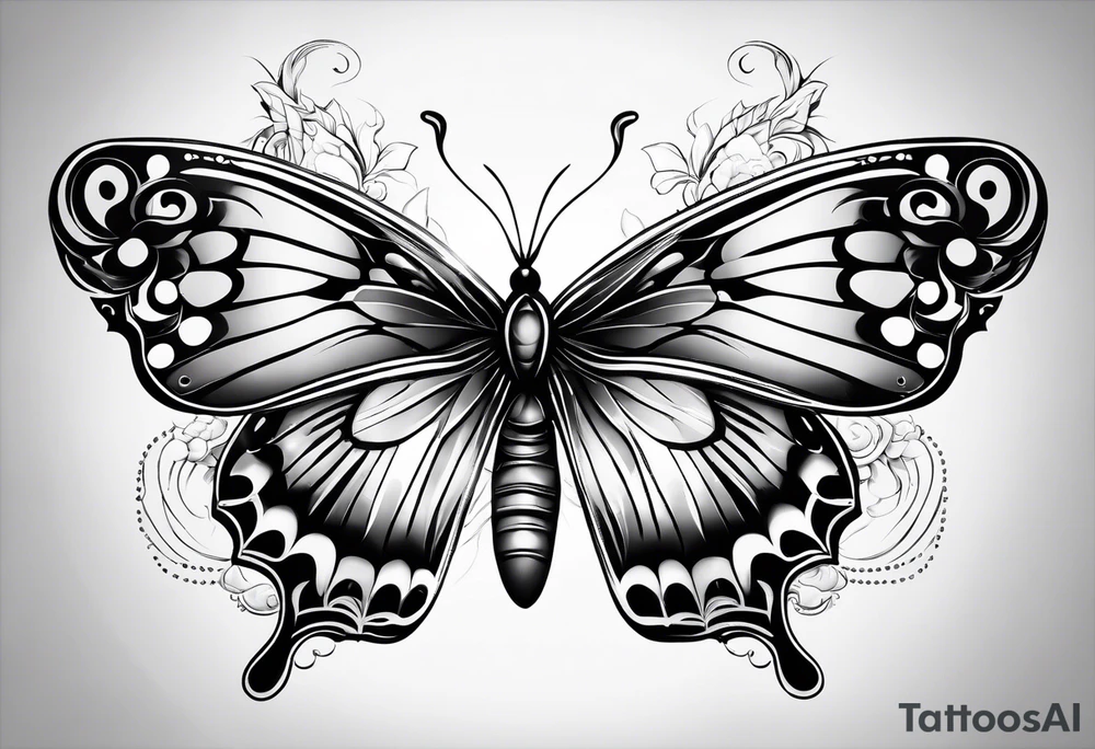 Butterfly but with portrait on 1 wing tattoo idea