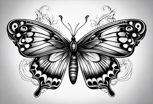Butterfly but with portrait on 1 wing tattoo idea