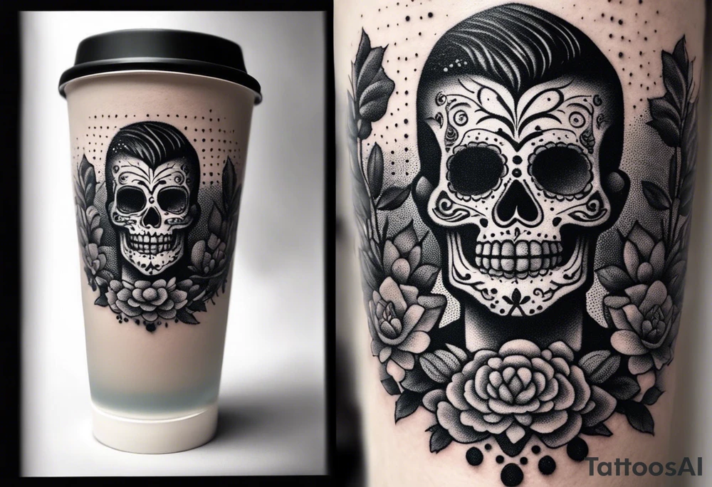 Mexico day of dead  man standing
 skeleton drink 4x6 cm cute tattoo idea