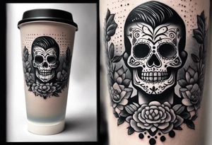 Mexico day of dead  man standing
 skeleton drink 4x6 cm cute tattoo idea