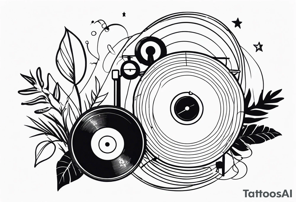 vintage phonograh tattoo idea
