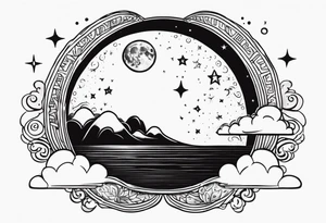 A moon with clouds with the date of 12/25/1995 tattoo idea