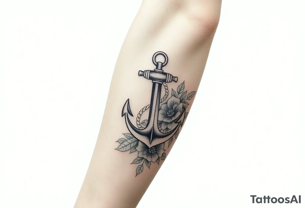 Anchor and roses half sleeve tattoo idea