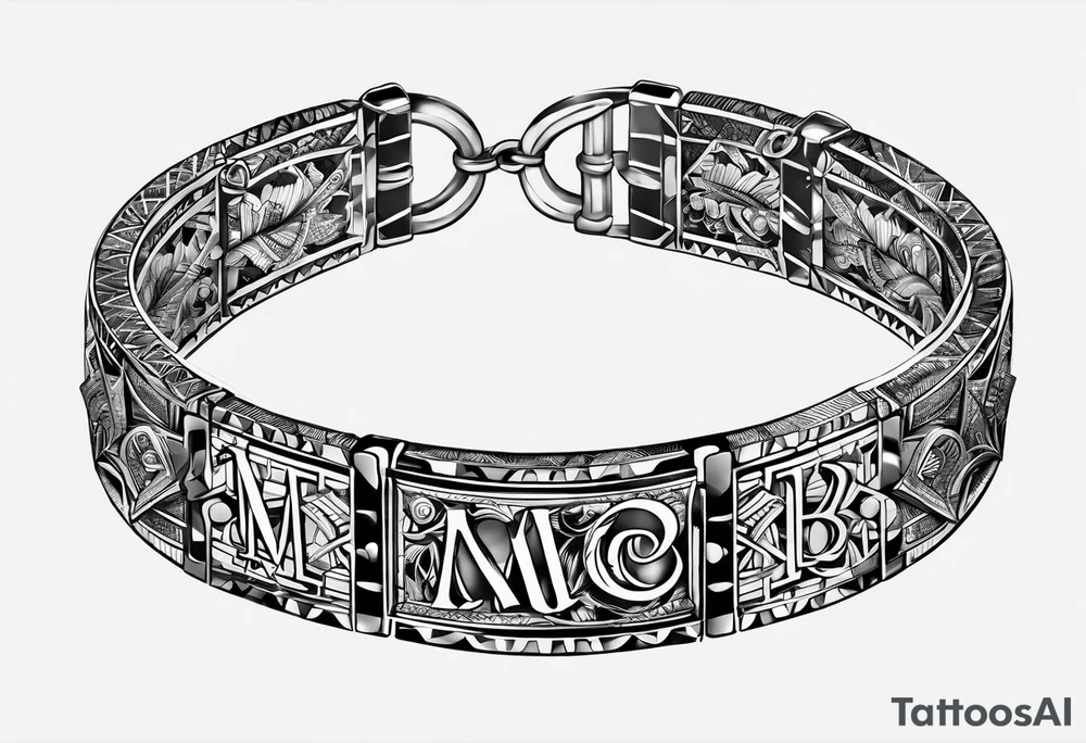 bracelet tattoo with letters 
MKB tattoo idea