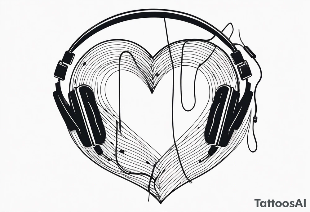 Headphones with L and R on a heart tattoo idea