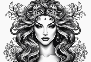 Medusa snake hair lady head tattoo idea