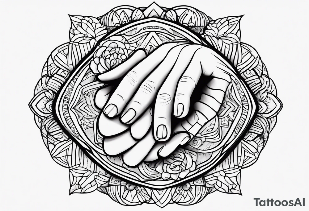 Mom dad family hold hand tattoo idea