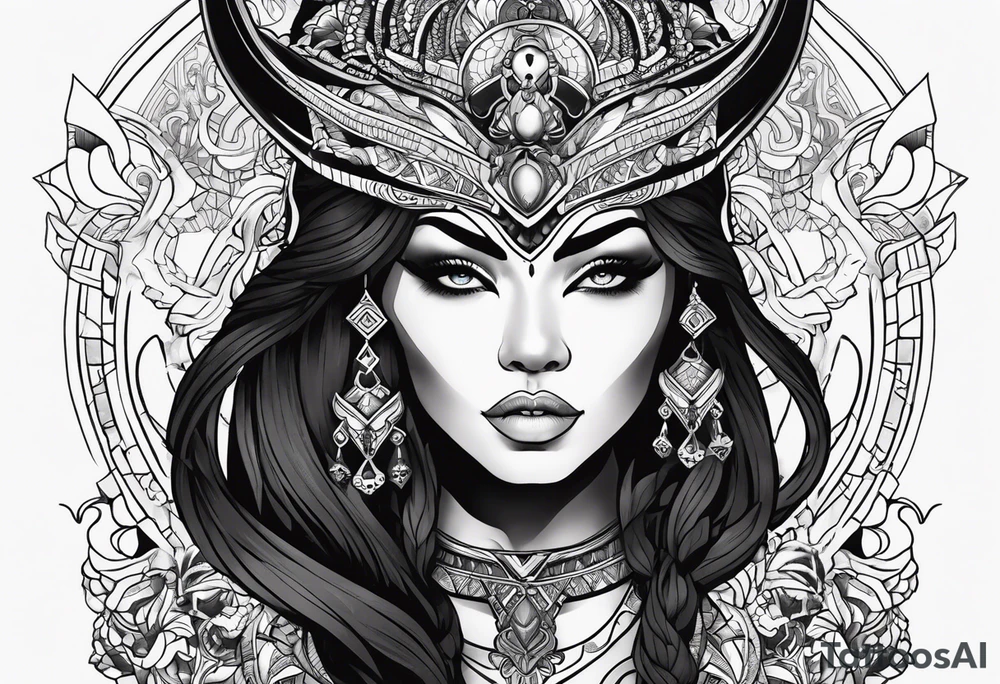 kali, alien goddess, valkrye, pirate, zenza, lotus, wing, pachamama, skull, black panther tattoo idea