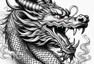 Traditional Chinese Dragon and smoke tattoo idea